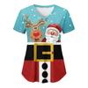 Women Christmas Nursing Scrubs Tops Working Uniform Blouse Short Sleeve V-neck Tee Blusas Nursing Clothes Nurses Tunic Uniform