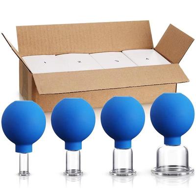 4 шт., набор стеклянных вакуумных банок с резиновой головкой, антицеллюлитный массаж, китайская терапия для лица, тела, банки для хиджаба