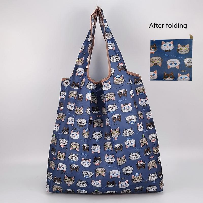 1PC Reusable Shopping Bag Folding Nylon Bag Printing Eco Large Capacity Grocery Bags Waterproof Portable Shopping Bags