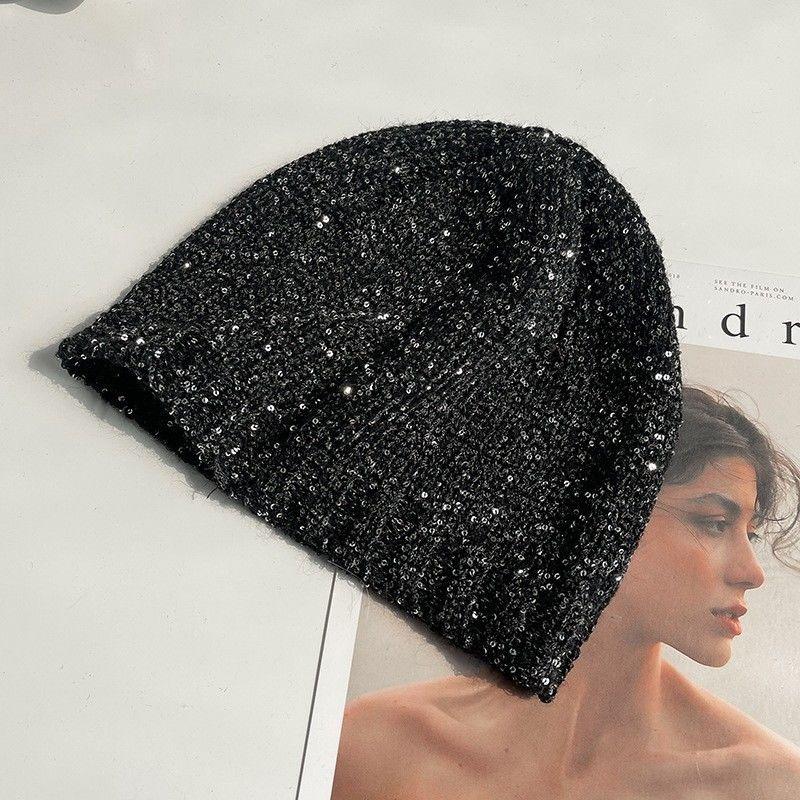 Бантик с пайетками ароматная сумка-холодная шапка осенне-зимняя мода корейская версия вязаная шапка-пуловер с изображением лица