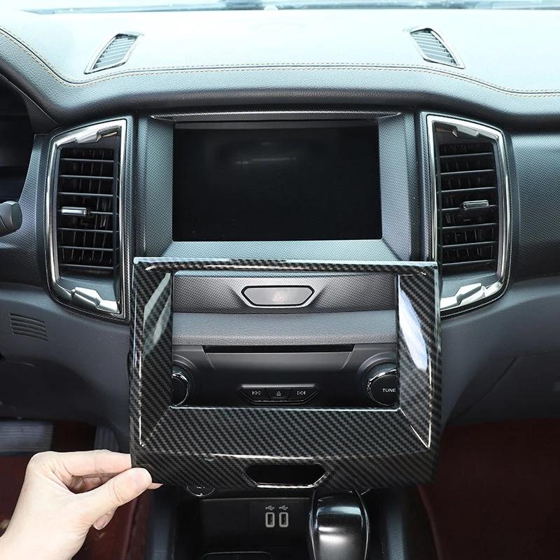 Углеродное волокно в стиле автомобиля, центральная навигационная рамка, накладка, наклейка для Ford Ranger Everest Endeavour 2015-авто