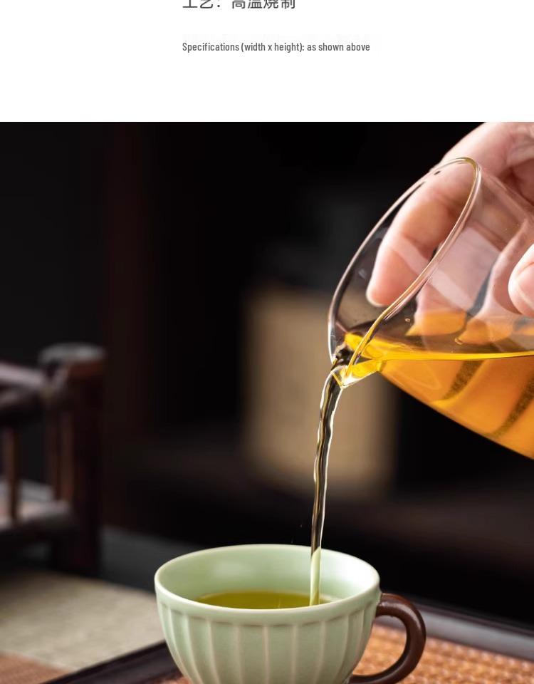 Ru Kiln Sky Five Colors Glazed Crackle Tea Cup with Handle - Master Tasting Cup in Gift Box.