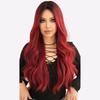 28" Burgundy Ombre Curly Wig - Heat Resistant Full Synthetic Hairpiece with Loose Body Waves & Natural Look