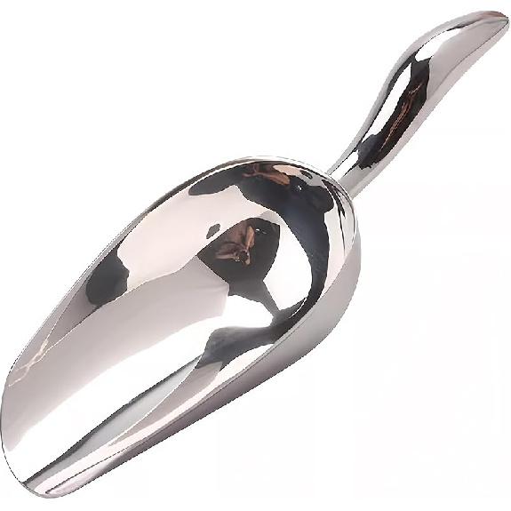 Stainless Steel 6 Ounce Ice Scoop With Good Grip Handle - Kitchen, Freezer, Dog Food, Popcorn Scoop - Dishwasher Safe