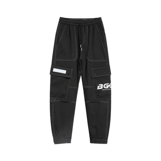 Мужские брюки-карго с завязками, эластичной резинкой на талии, свободные, с несколькими карманами, однотонные, мягкие, дышащие, с ремешками на щиколотке, повседневная спортивная уличная одежда, длинные брюки в стиле хип-хоп