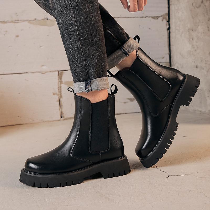 Мужские повседневные высокие челси больших размеров черные осенне-зимние туфли ковбойские ботинки из натуральной кожи красивые на платформе длинные боты мужские