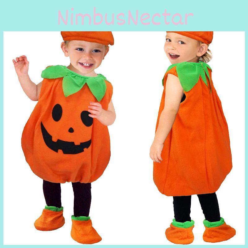 Warm And Comfy Children Pumpkin Costume With Hat And Shoe Covers For Halloween