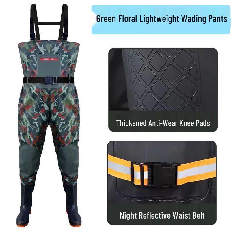 Мужской цельный рыболовный вейдерс во всю длину тела с сапогами - Водонепроницаемый комплект дождевых брюк и куртки