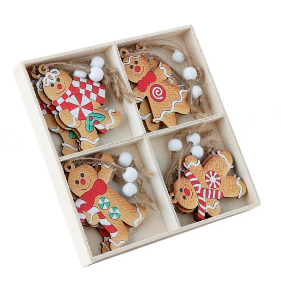 12 шт. рождественский пряничный знак из дерева рождественский имбирный человечек подвесное украшение рождественская елка подвеска для праздничного домашнего декора