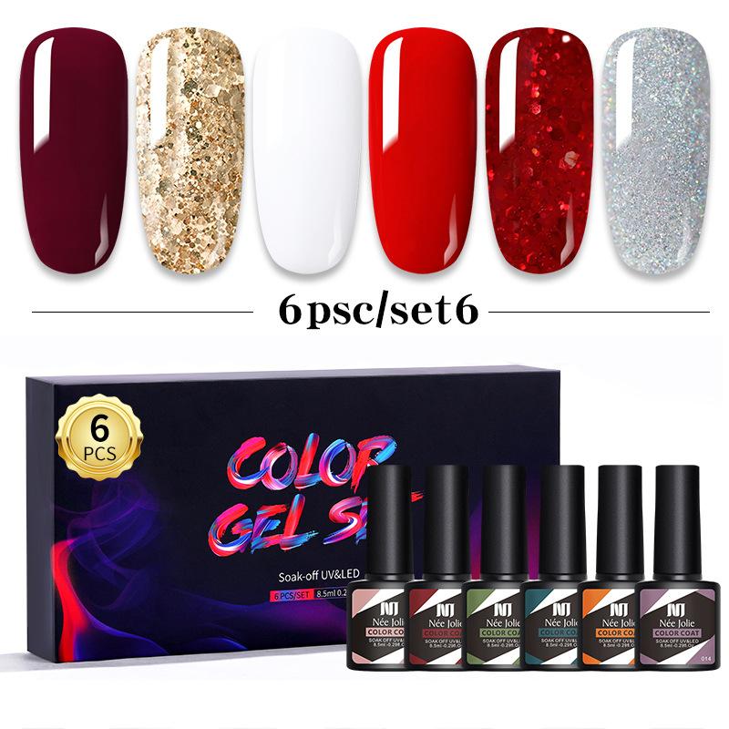 Набор клея для лака для ногтей 8 мл 6 бутылочек в коробке клей для дизайна ногтей Barbie японский цветной клей для ногтей клей для фототерапии
