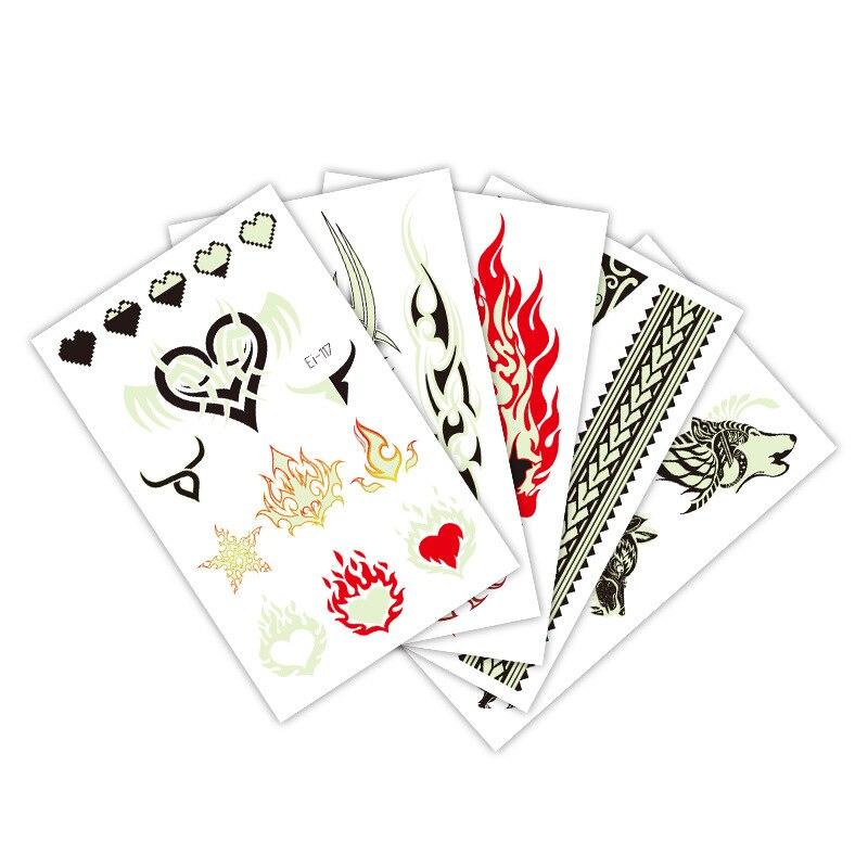 Tattoo Sticker TotemSymbol Flame Stars Moon Flash Luminous Tattoos Wolf Body Art Arm Waterproof Temporary Fake Tatoo Women Men