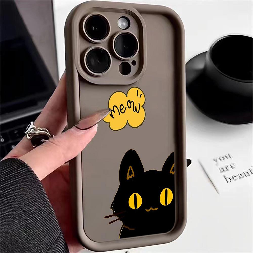 LZ9 мультяшный кот милый художественный дизайн силиконовый чехол для телефона iPhone 11 13 14 15 16 Pro Max 7 8 16 Plus 12 mini XS Max XR противоударный задний чехол