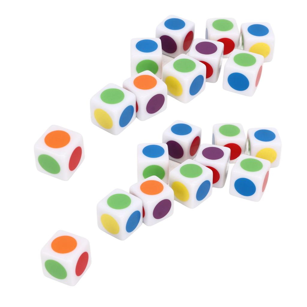 20Pcs Teaching 6 Sided Cubes 6 Colors Rounded Corner Teaching Color Dice for Educational Dice Toys