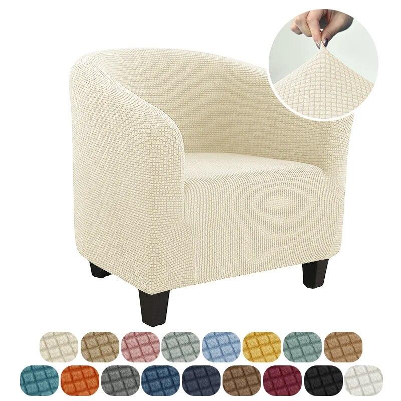 Club Arm Chair Cover Stretch Tub Chair Slipcover Solid Color Sofa Cover Polar Fleece Couch Covers for Bar Counter Living Room