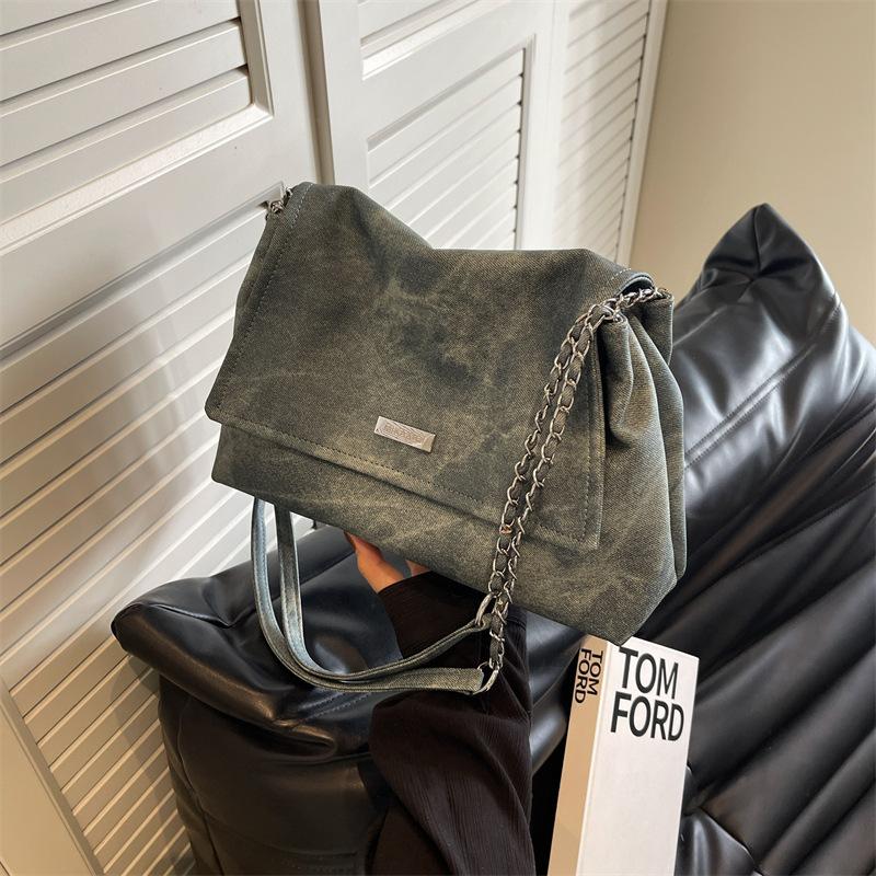 Ретро-сумка через плечо большой емкости для женщин, элегантная сумка на цепочке, простая дорожная сумка из искусственной кожи для девочек