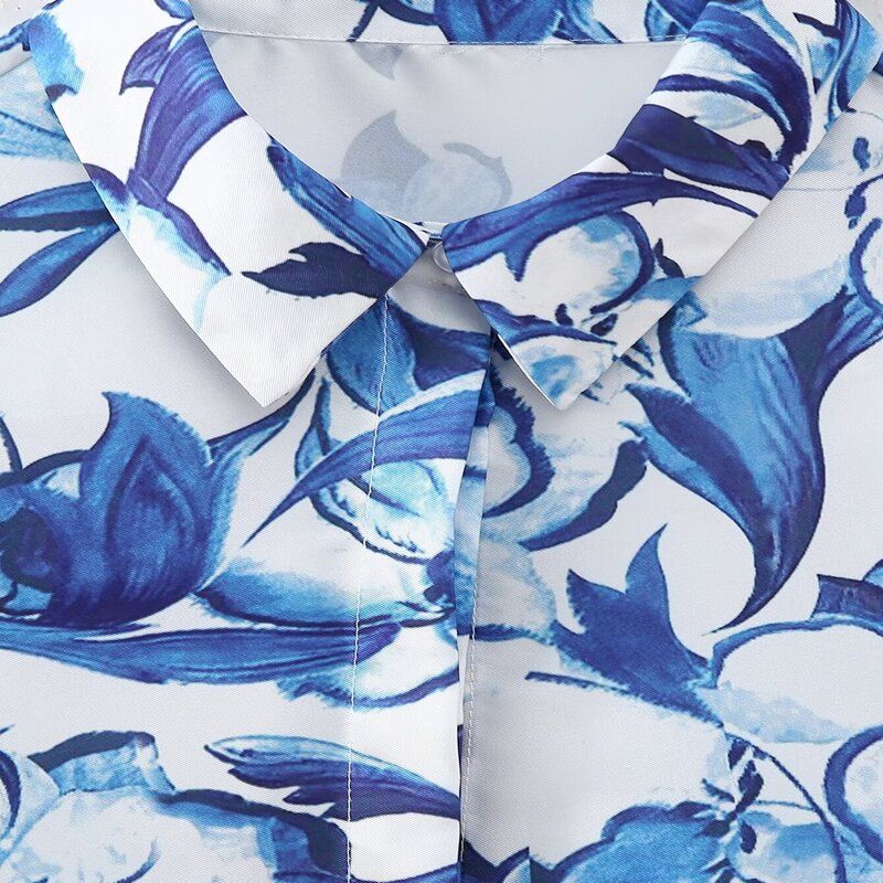 Fashion Style 2024 Spring New Arrival Women's Clothing Temperament Wild Slim Looking Flower Print Shirt 2591124 044