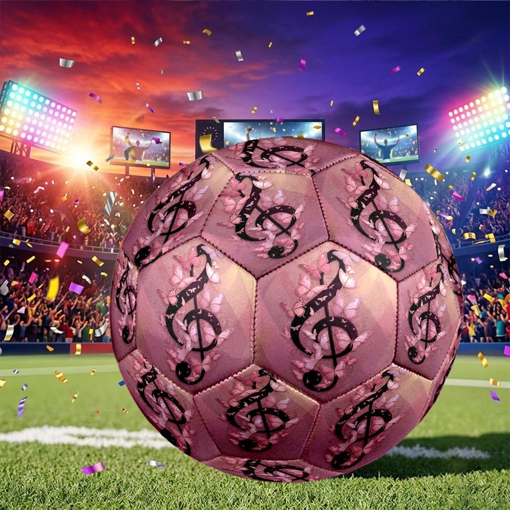 1pc Butterfly Music Note Standard Size 5 Wear Resistant Football, Indoor Outdoor Soccer Ball for School Park Grass Training & Daily zq71011