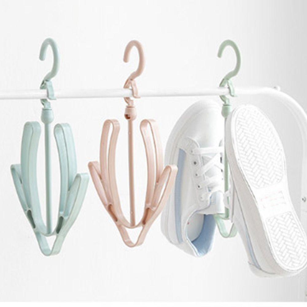 Rotatable Clothes Plastic Storage Shelf Shoe Racks 2 Hooks Drying Hanger
