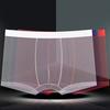 Men Boxer Underwear Mid-rise Elastic Waist Perspective Mesh Yarn Shorts