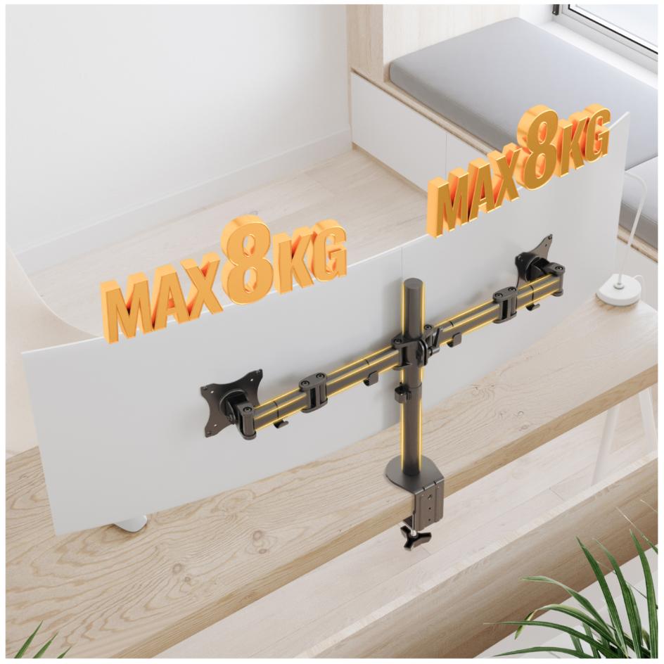 Desk mount for 2 monitors 13-27 inches Dual vesa Logilink swivel
