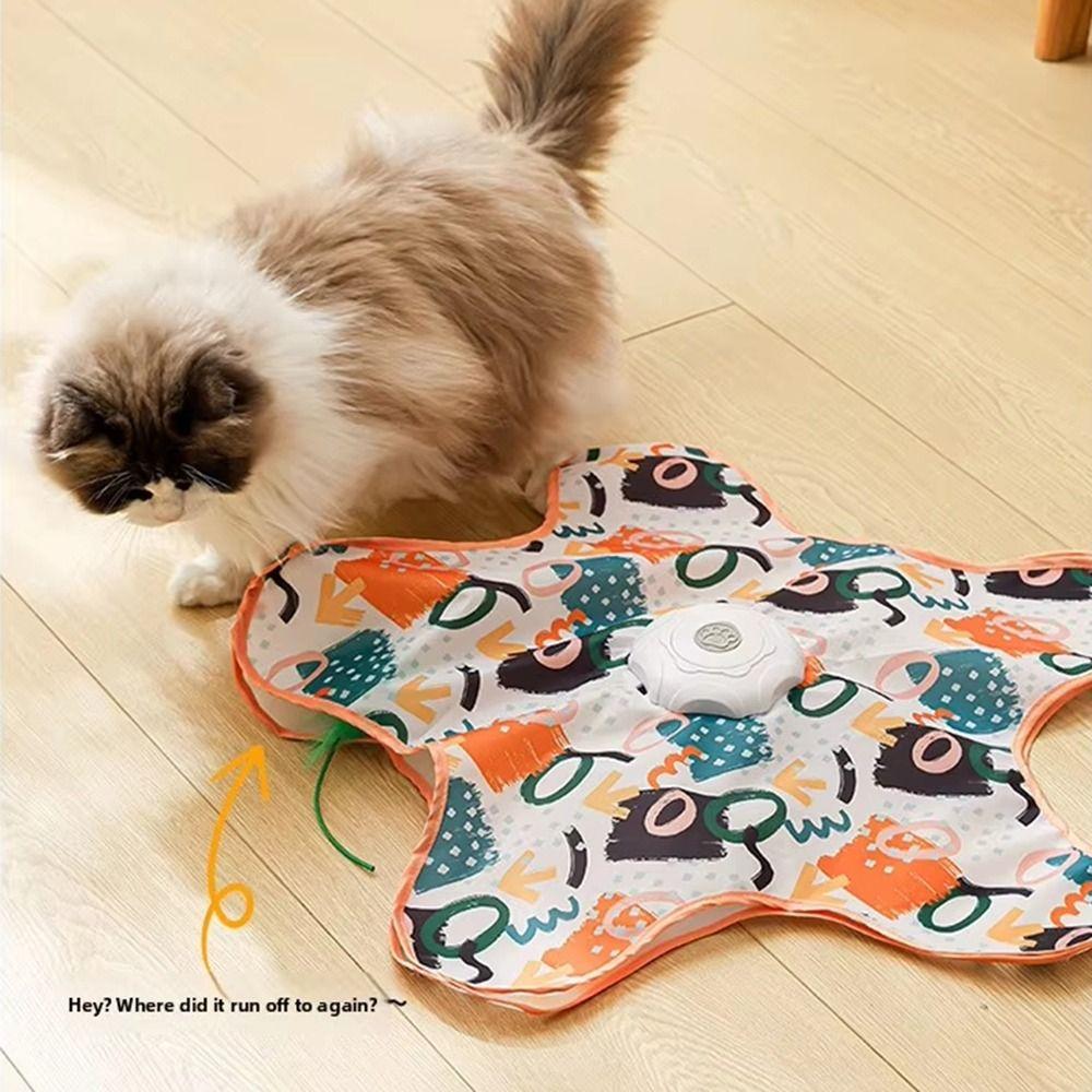 Auto-Rotating Disc Cat Hide and Seek Toy Motion Sensing Automatic Cat Teaser  Pet Play