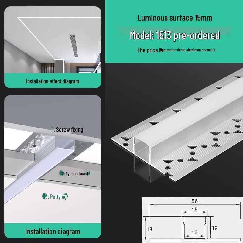 Seamless Linear Recessed LED Light Channel - Aluminum Strip Slot Design