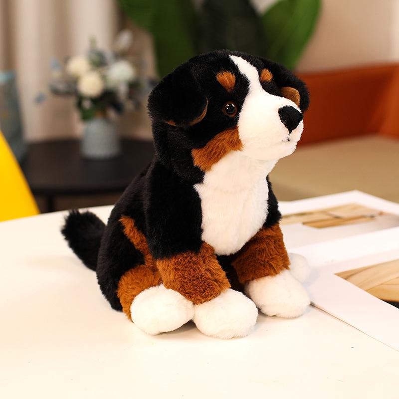 Adorable Bernese Mountain Dog Plush Toy – Realistic Sheepdog Cloth Doll Gift
