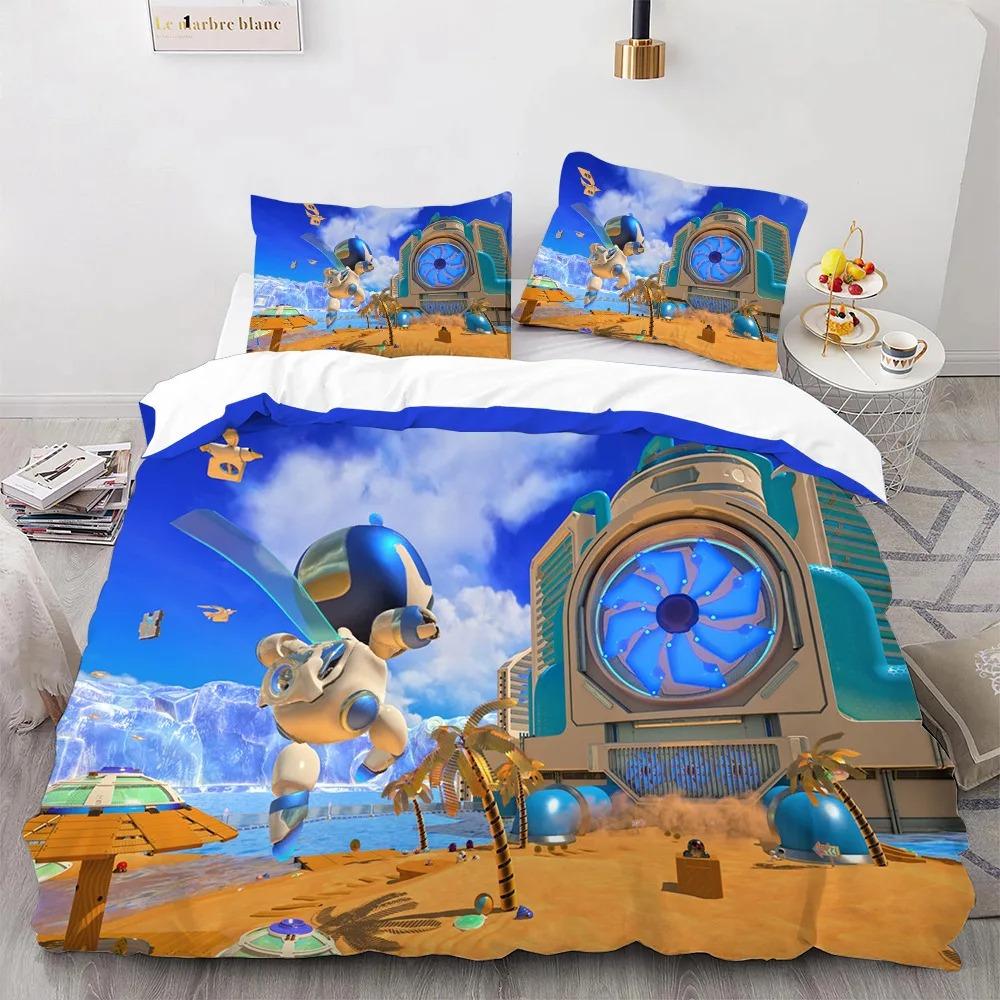 Astro Bot Cute Cartoon Bedding Set Duvet Cover Pillow Case Single Double King Size Adult Boys Bedroom