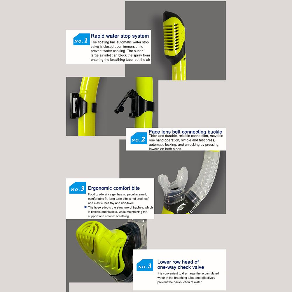 Silicone Snorkel Dry Breathing Tube Underwater Water Sports Swimming Diving Snorkeling Professional Adults Swim Pool Air Tube