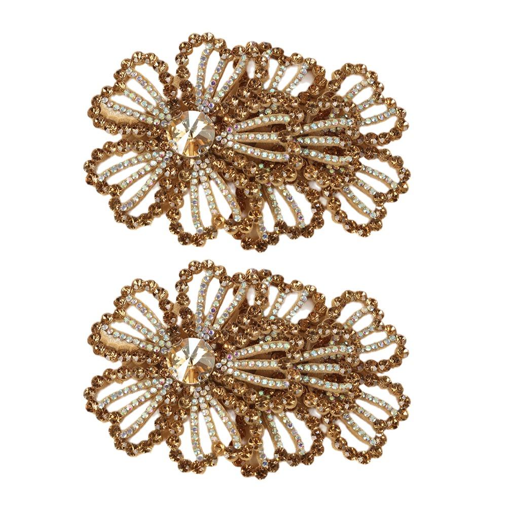1Pairs Sparkling Flower Brooch Fabrics 3D Sew-On Applique Headband Accessories Fabrics