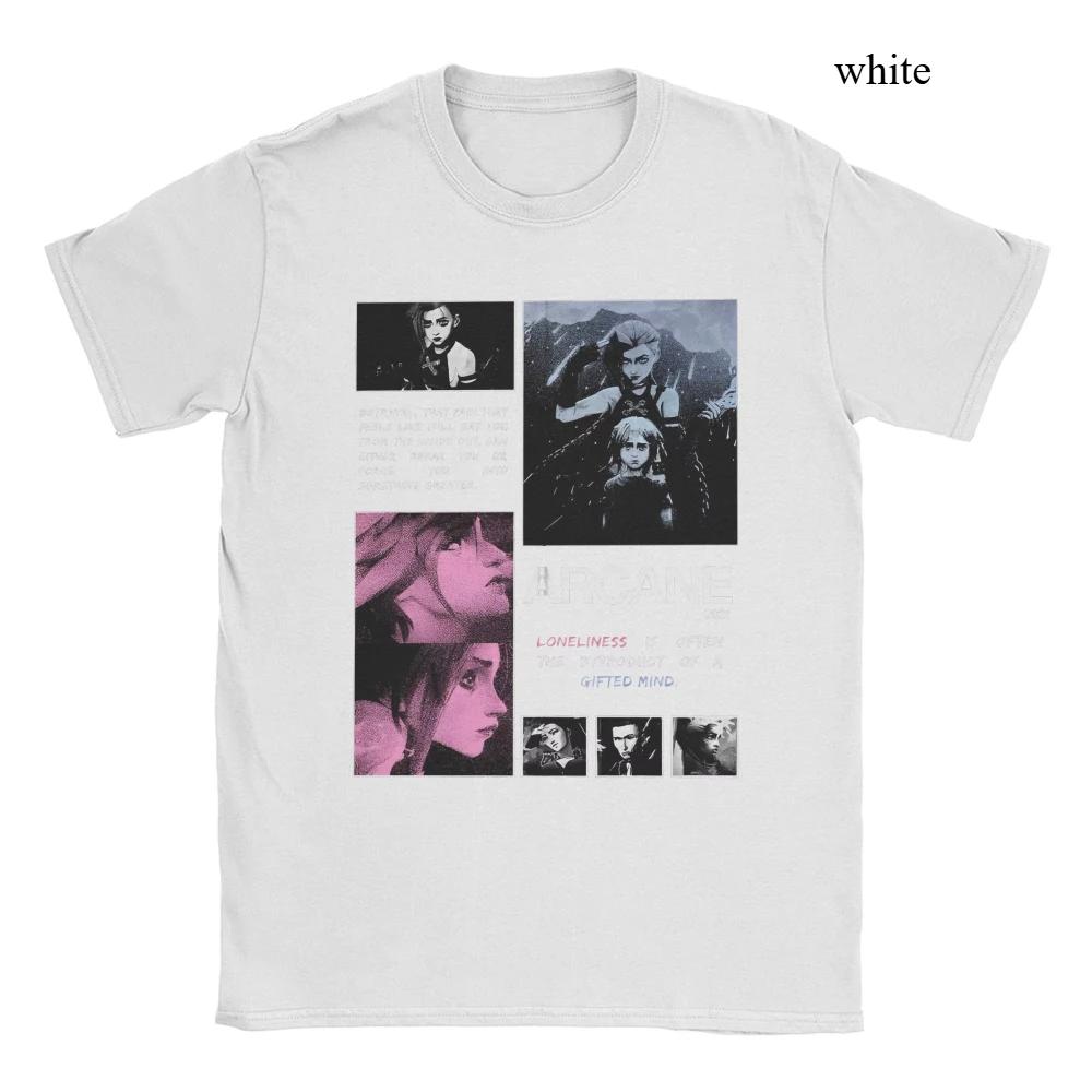 Футболка унисекс унисекс Arcane Season 2 Jinx Vi, аниме-игра, чистая футболка, товар, сумасшедшие футболки с коротким рукавом, женская футболка