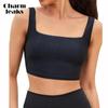 Ayollar bikini to'pi kvadrat bo'yinli suzish to'pi tez quriydigan UPF 50+ qulaylik uchun yostiqchali faqat cho'milish kiyimi to'pi
