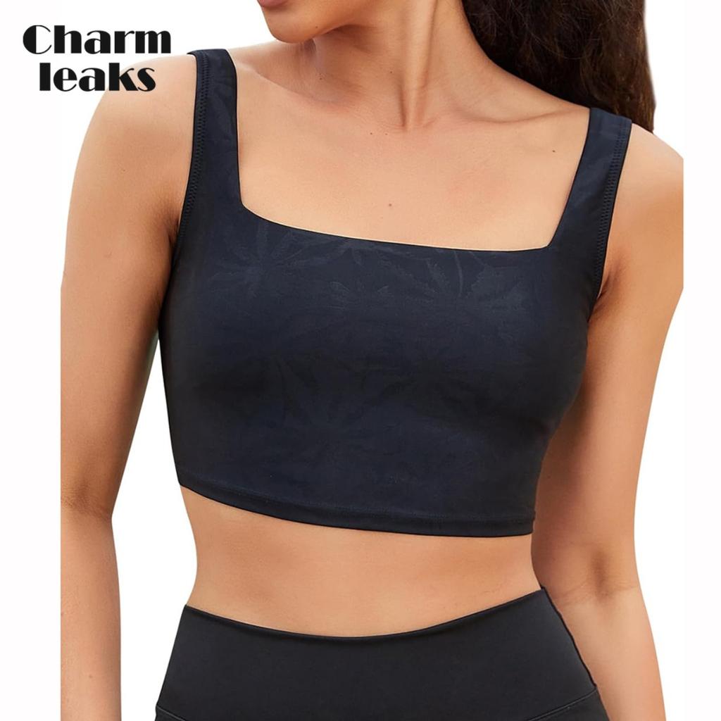 CHARMLEAKS Женский топ бикини с квадратным вырезом, быстросохнущий купальный костюм с защитой UPF 50+, только верхняя часть