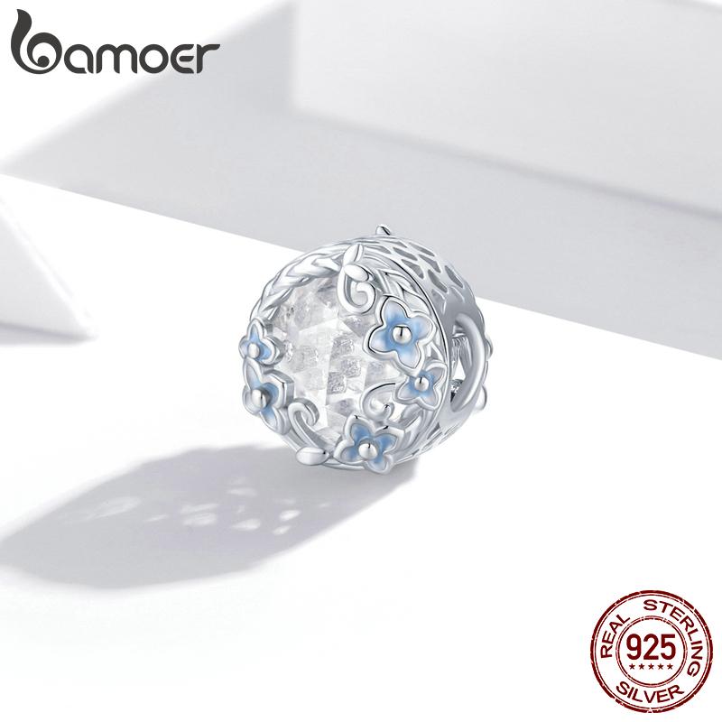 BAMOER из стерлингового серебра 925 пробы, секретные садовые стеклянные бусины с гортензиями для оригинальных браслетов и ожерелья диаметром 3 мм