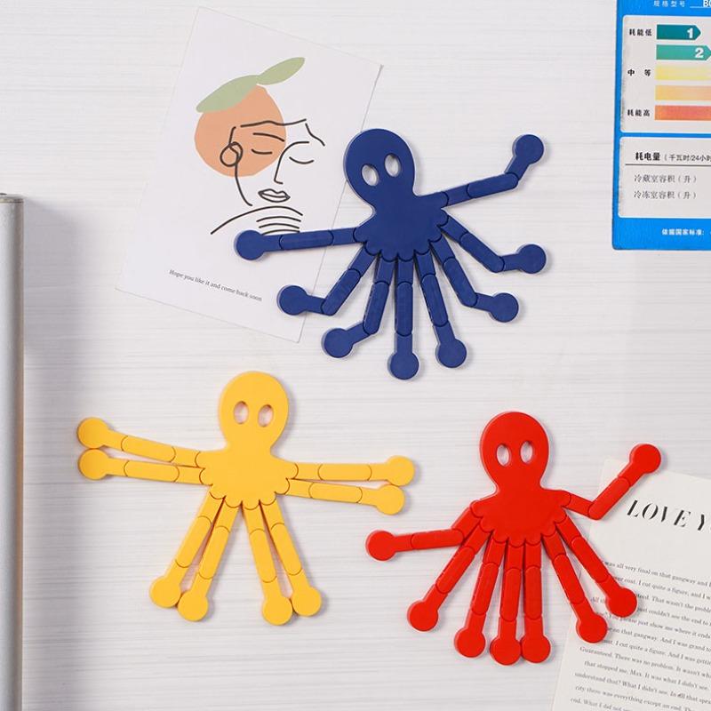 2 шт. Креативные и забавные гибкие и универсальные магниты на холодильник в виде осьминога Милый магнит на холодильник Магнит для записок Декоративный