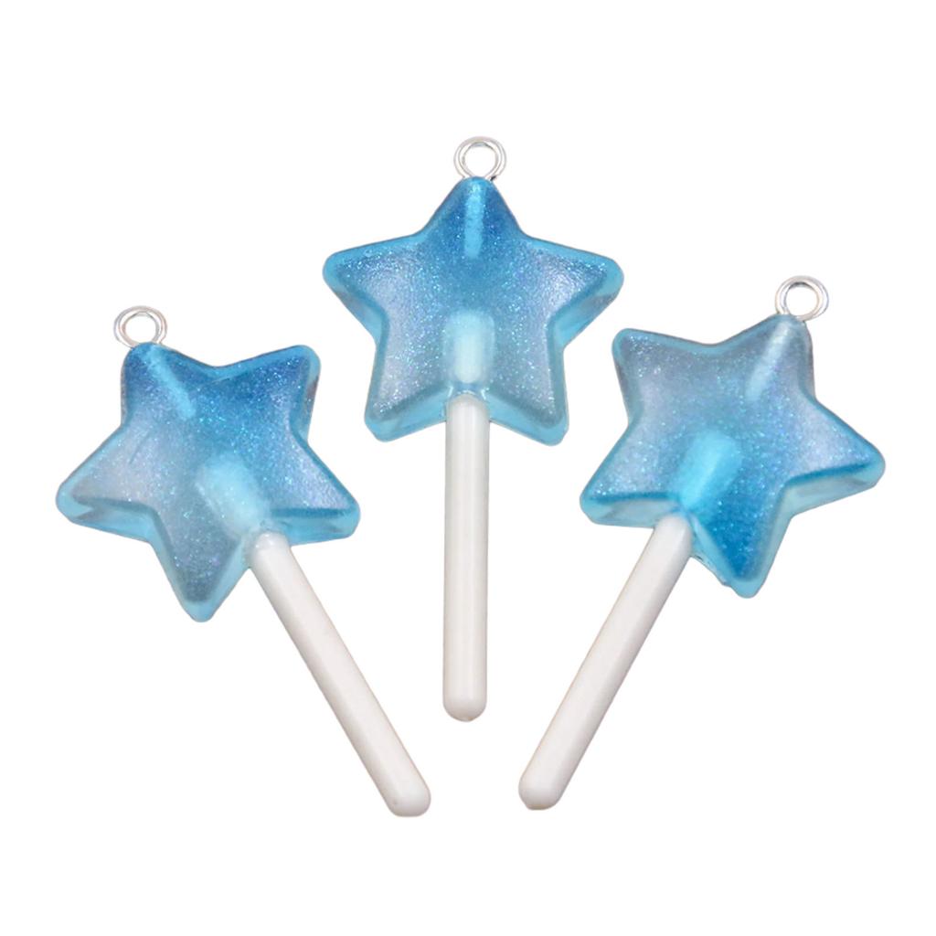 3 шт. Уникальная подвеска-леденец в форме звезды, сердца, круга с прочным покрытием из смолы для повседневной носки.