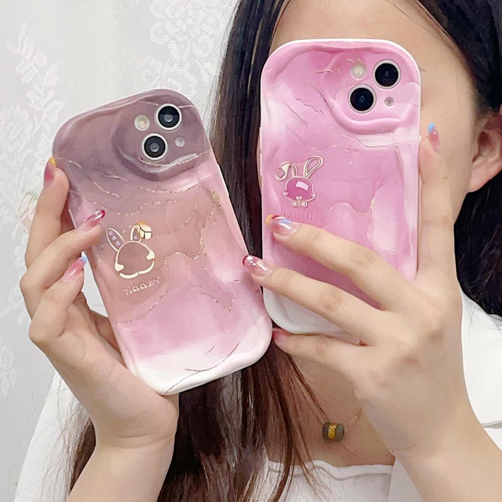 Милый силиконовый чехол для Tecno Spark 10C Oppo Reno 8T Realme 10 11 Samsung A54 A24 A14 Funda окрашенный мультяшный градиентный чехол с медведем и кроликом, мягкий бампер из ТПУ