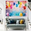 2D Rainbow Balloon Birthday Backdrop, 83x59in Kids Party Background Banner
