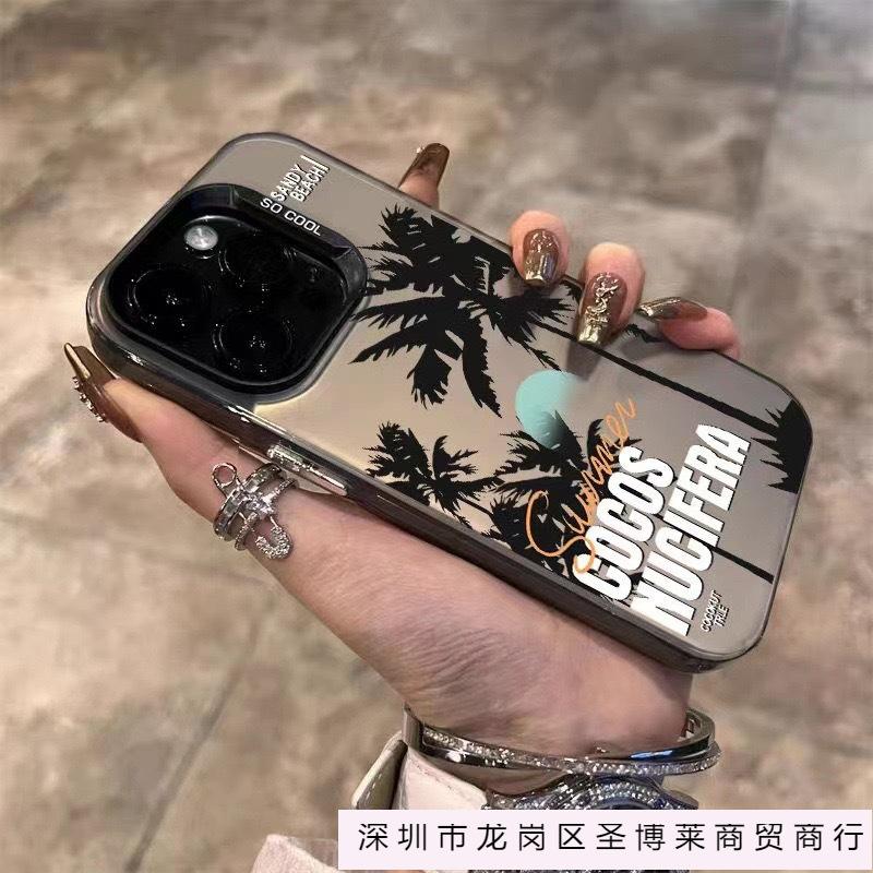 Летняя кокосовая пальма совместимая с чехлом для телефона 16 Pro Max, iPhone 15 Pro Модный 14, Простой 13, Европейский и Американский 12 Персонализированный X
