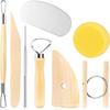 8-Piece Pottery Tool Set: Wooden Cutting Wire, Trimming, Carving & Sculpture Tools