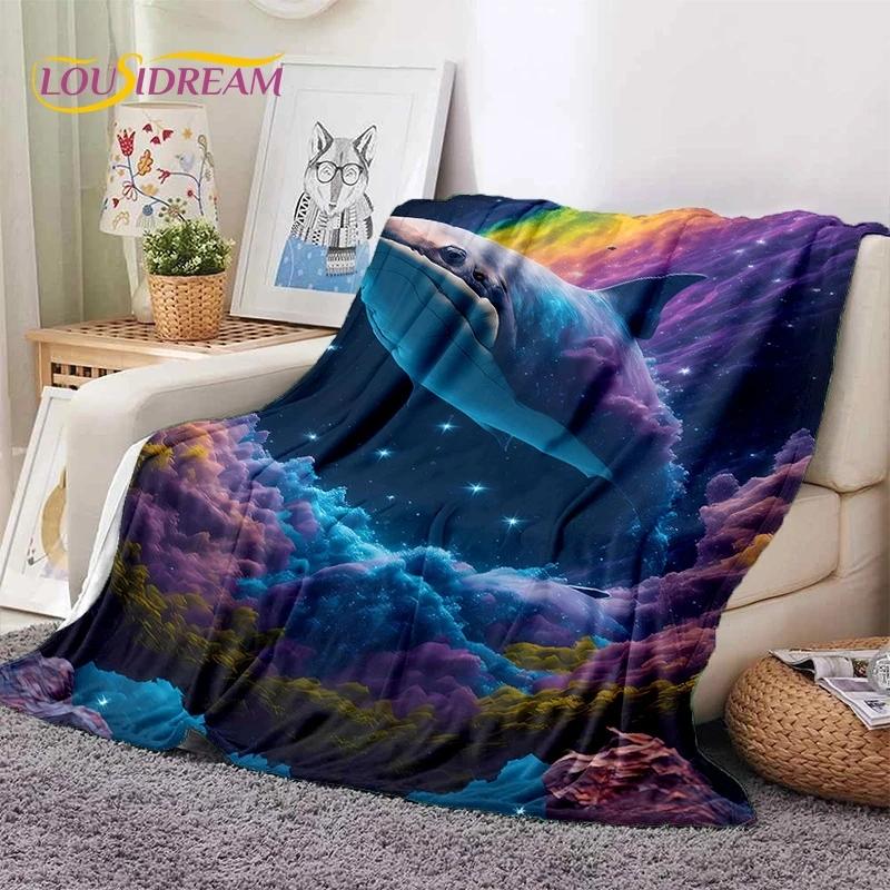 3D Подводный мир Морское дно Дельфин Мультфильм Мягкое фланелевое одеяло для кровати спальни дивана пикника, плед для отдыха на открытом воздухе