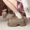 Коричневые туфли на круглой британской платформе, женские, весна и осень 2025, новые, ретро, увеличивающие рост, небольшие универсальные туфли