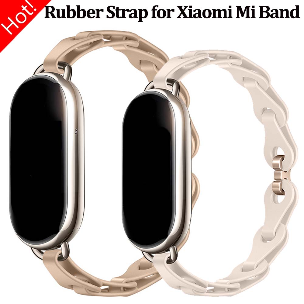 Резиновый ремешок для Xiaomi Mi Band 8 Браслет с пряжкой из нержавеющей стали для Miband 8 NFC Модный женский стиль Запасной силиконовый ремешок