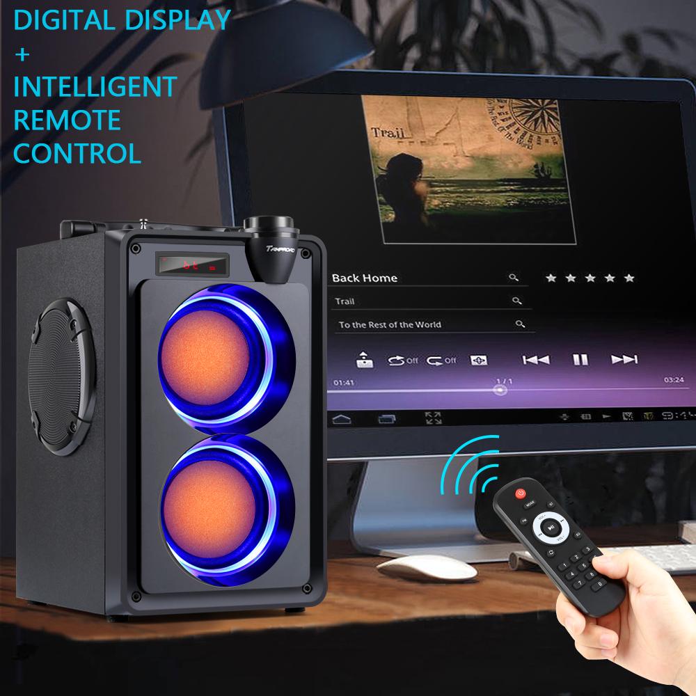 TOPROAD 20 Вт Bluetooth-динамик, портативный беспроводной стерео бас-сабвуфер, большие колонки для вечеринок, поддержка колонки, FM-радио, пульт дистанционного управления