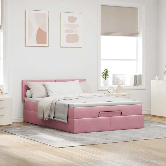 Maison Exclusive - Cadre de lit ottoman avec matelas rose 140x200 cm velours