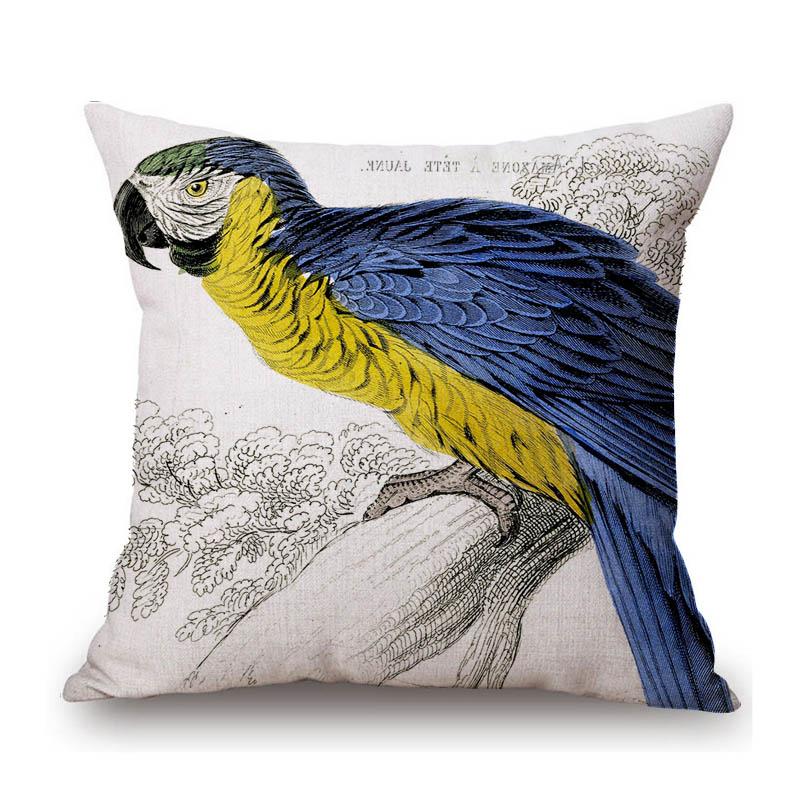 Flamingo Bird Parrots Hand Drawing Illustration Art Cotton Linen Sofa Throw Pillow Case Home Decoration Car Seat Cushion Cover