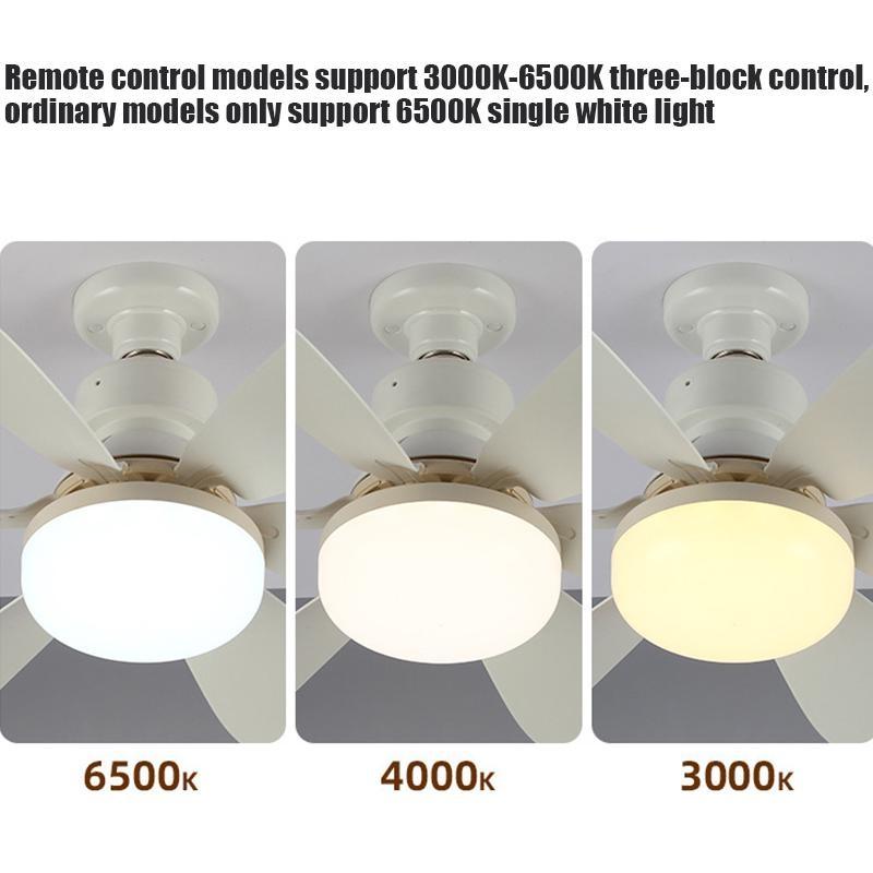 Светодиодный небольшой потолочный вентилятор, бесшумный, сильный ветер, скорость затемнения, E27, винтовой колеблющийся вентилятор, светильник