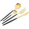 Gold 24Pcs Dinnerware Cutlery Set Knife Fork Coffee Spoon Tableware Set Mirror Stainless Steel Flatware Western Kitchen Silverware