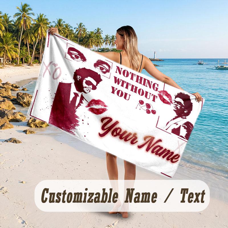 Custom Name Large Beach Towel,The Weeknd Quick Absorbent Towel For Outdoor Travel Poolside