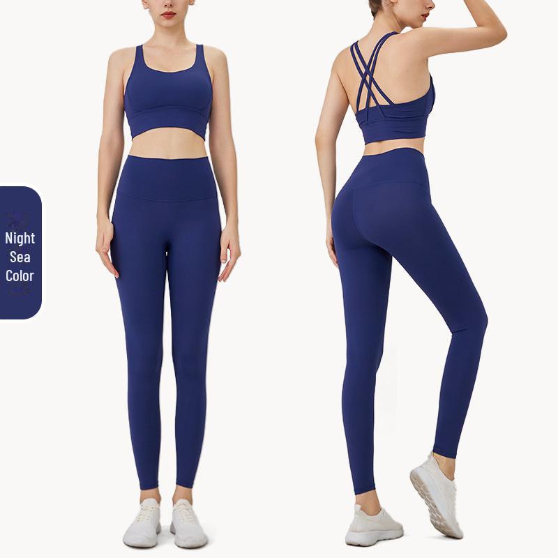 «Летний комплект для йоги на крестообразной спине»: Брюки и топ с высокой талией и утягивающими бедрами